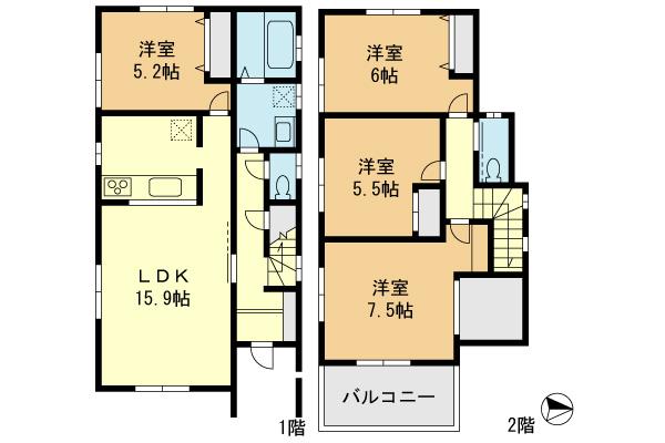 Floor plan. 32,800,000 yen, 4LDK, Land area 130.18 sq m , Building area 96.36 sq m floor plan