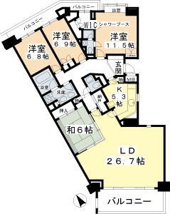 Floor plan. 6 Pledge over each room, LDK32 is 2 households corresponding type of room of quires.