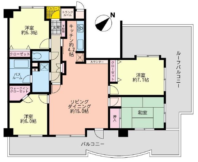 Floor plan. 4LDK, Price 23.8 million yen, Occupied area 95.15 sq m , Balcony area 22.93 sq m floor plan