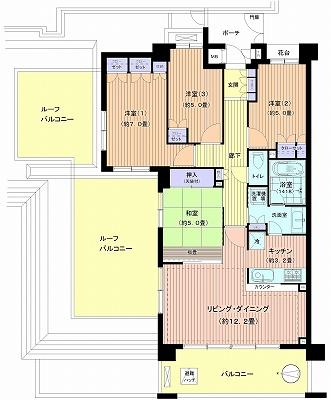 Floor plan. 4LDK, Price 45,800,000 yen, Occupied area 82.82 sq m , Balcony area 12.2 sq m