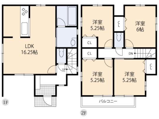 Floor plan. 32,058,000 yen, 2LDK, Land area 80.43 sq m , Building area 96.05 sq m floor plan
