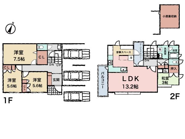 Floor plan. 31,900,000 yen, 4LDK, Land area 125.94 sq m , Building area 100.57 sq m this Floor & car space, Building indoor Rinobe already is, 3500 following! 