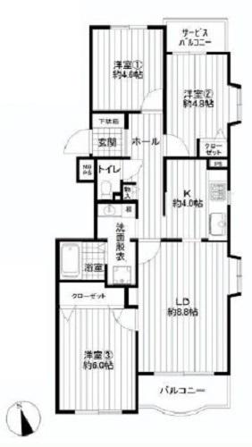 Floor plan. 3LDK, Price 17.3 million yen, Occupied area 65.66 sq m , Balcony area 6.17 sq m