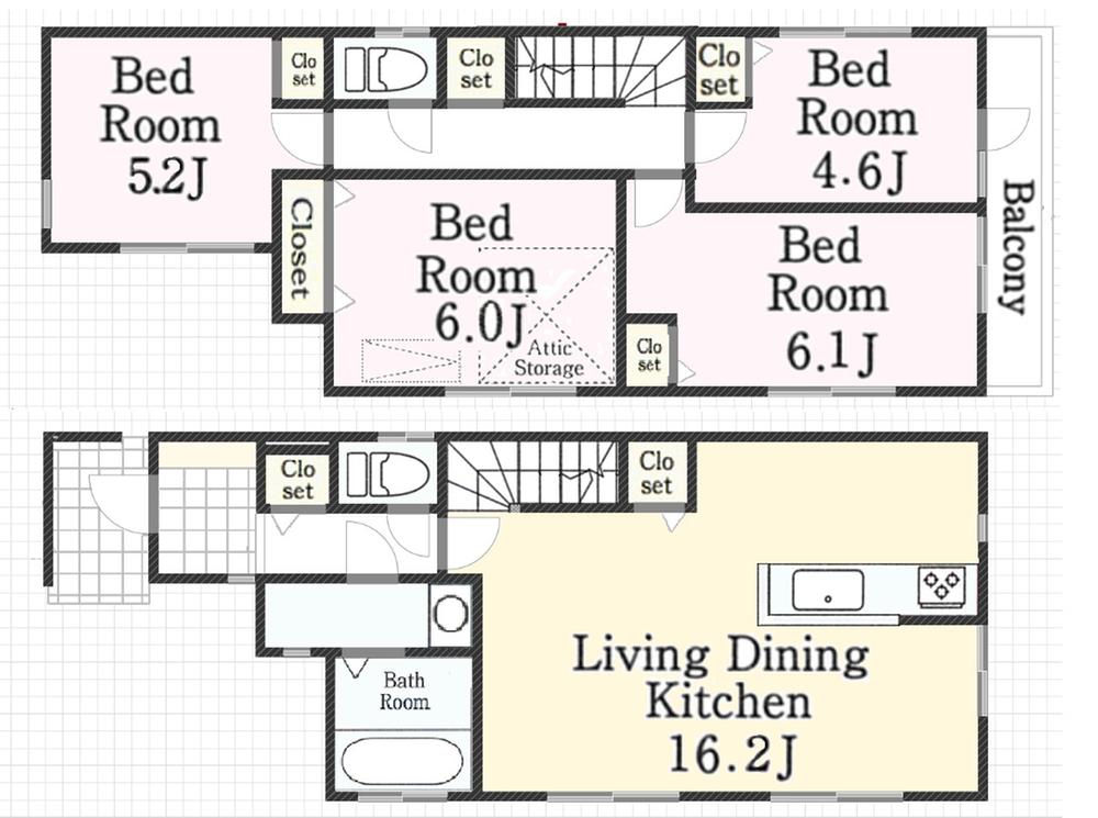 Floor plan. 38,800,000 yen, 4LDK, Land area 105.58 sq m , Building area 92.54 sq m