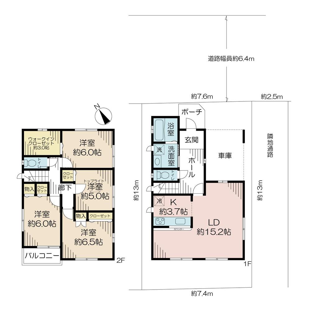 Floor plan. (Building 2), Price 33,800,000 yen, 4LDK, Land area 100.49 sq m , Building area 115.1 sq m