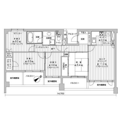 Floor plan. 4LDK, Price 36,300,000 yen, Occupied area 85.97 sq m , Balcony area 11.55 sq m