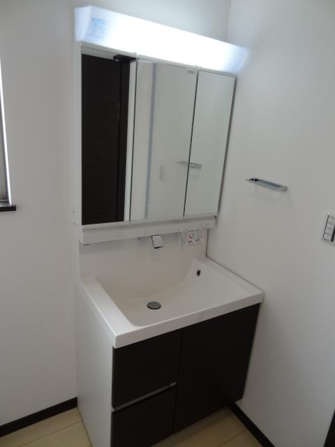 Wash basin, toilet. Bathroom vanity