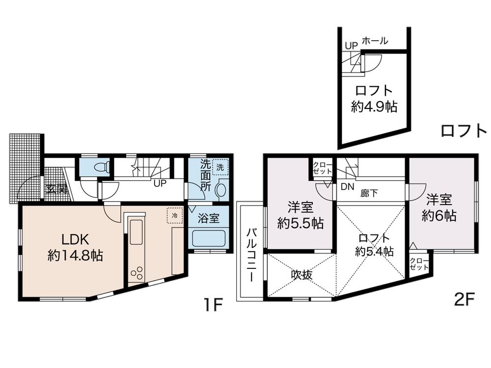 Floor plan. 25,800,000 yen, 2LDK, Land area 87.38 sq m , Building area 64.85 sq m   Some curry select Allowed (There are limited by the construction progress)