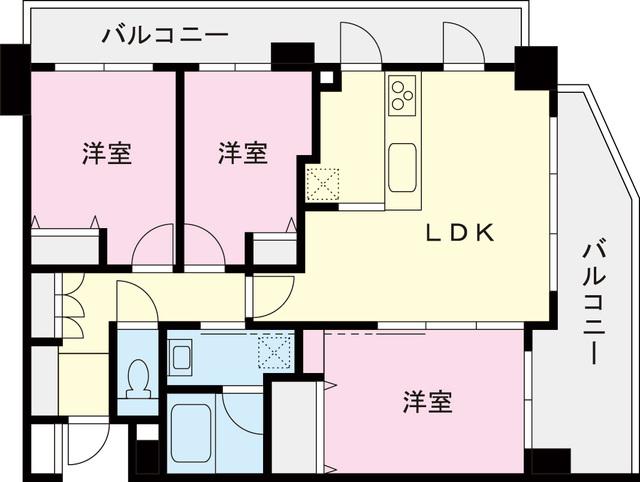 Floor plan. 3LDK, Price 24,800,000 yen, Occupied area 62.09 sq m , Balcony area 18.55 sq m