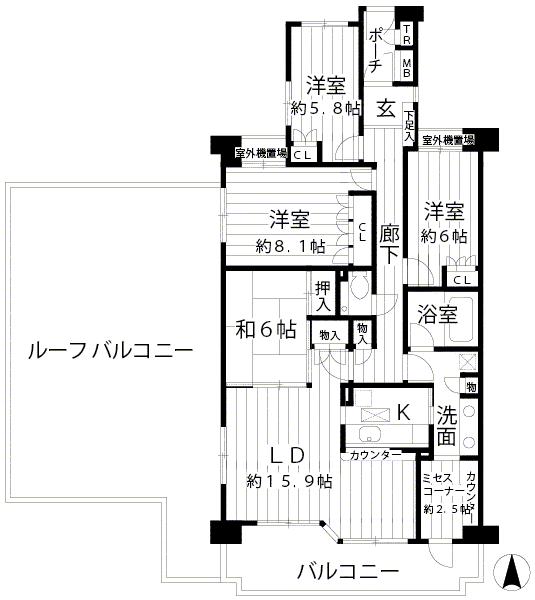 Floor plan. 4LDK + S (storeroom), Price 34,900,000 yen, Footprint 110.51 sq m , 110 sq m super 4LDK of balcony area 14.83 sq m room