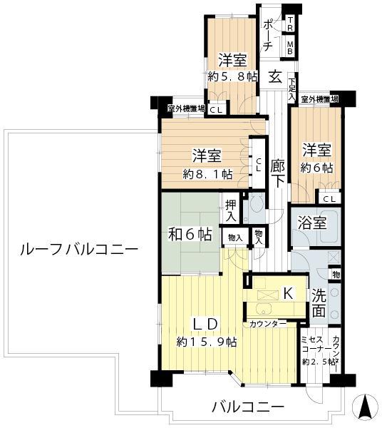 Floor plan. About 8m wide span balcony 67 square meters more than large roof balcony of