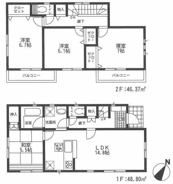 Floor plan. 39,800,000 yen, 4LDK, Land area 136.38 sq m , Building area 95.17 sq m
