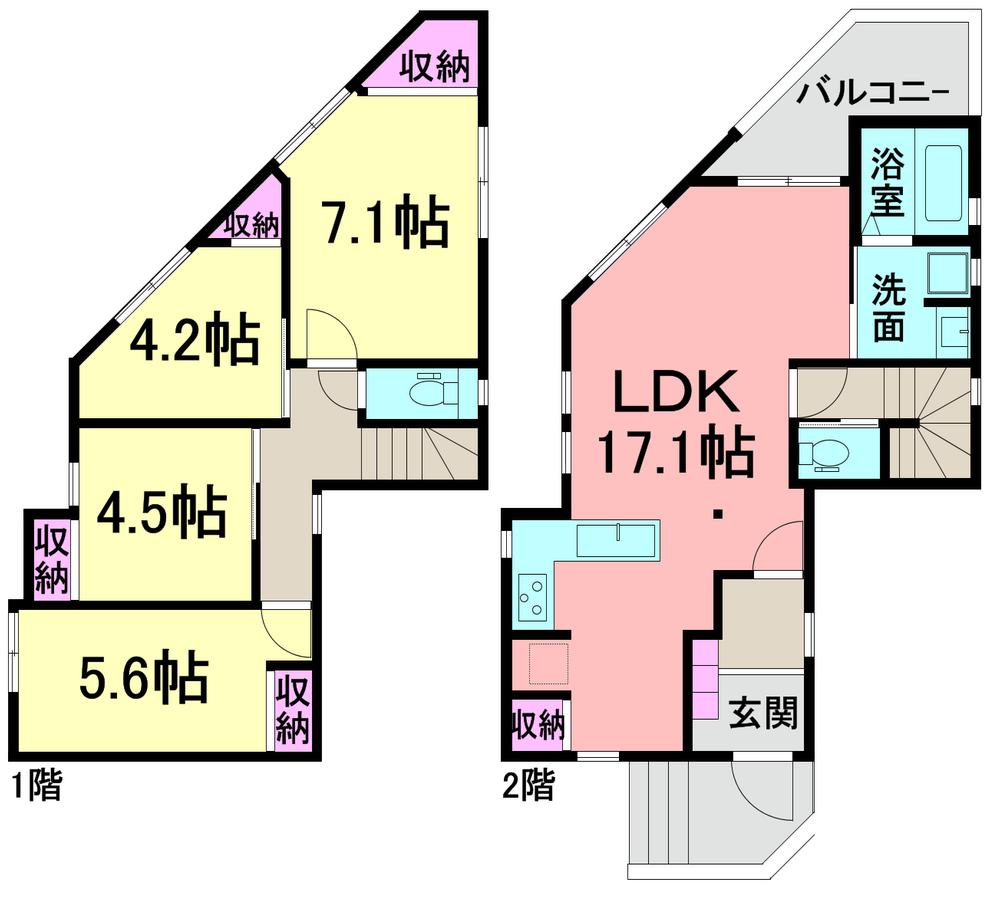 Floor plan. (A Building), Price 42,958,000 yen, 4LDK, Land area 127.31 sq m , Building area 93.69 sq m