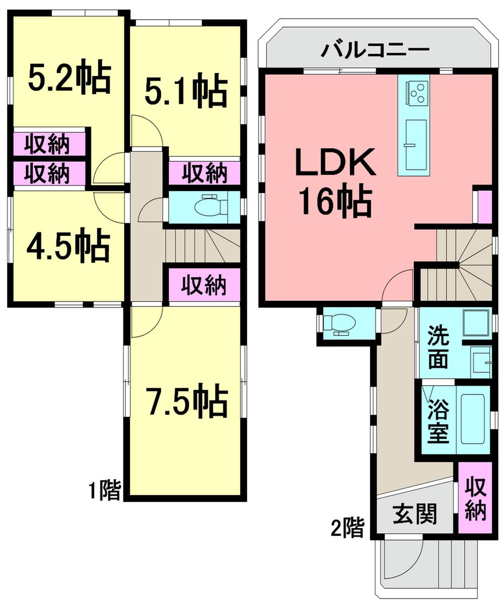 Floor plan. (B Building), Price 38,958,000 yen, 4LDK, Land area 114.08 sq m , Building area 95.49 sq m