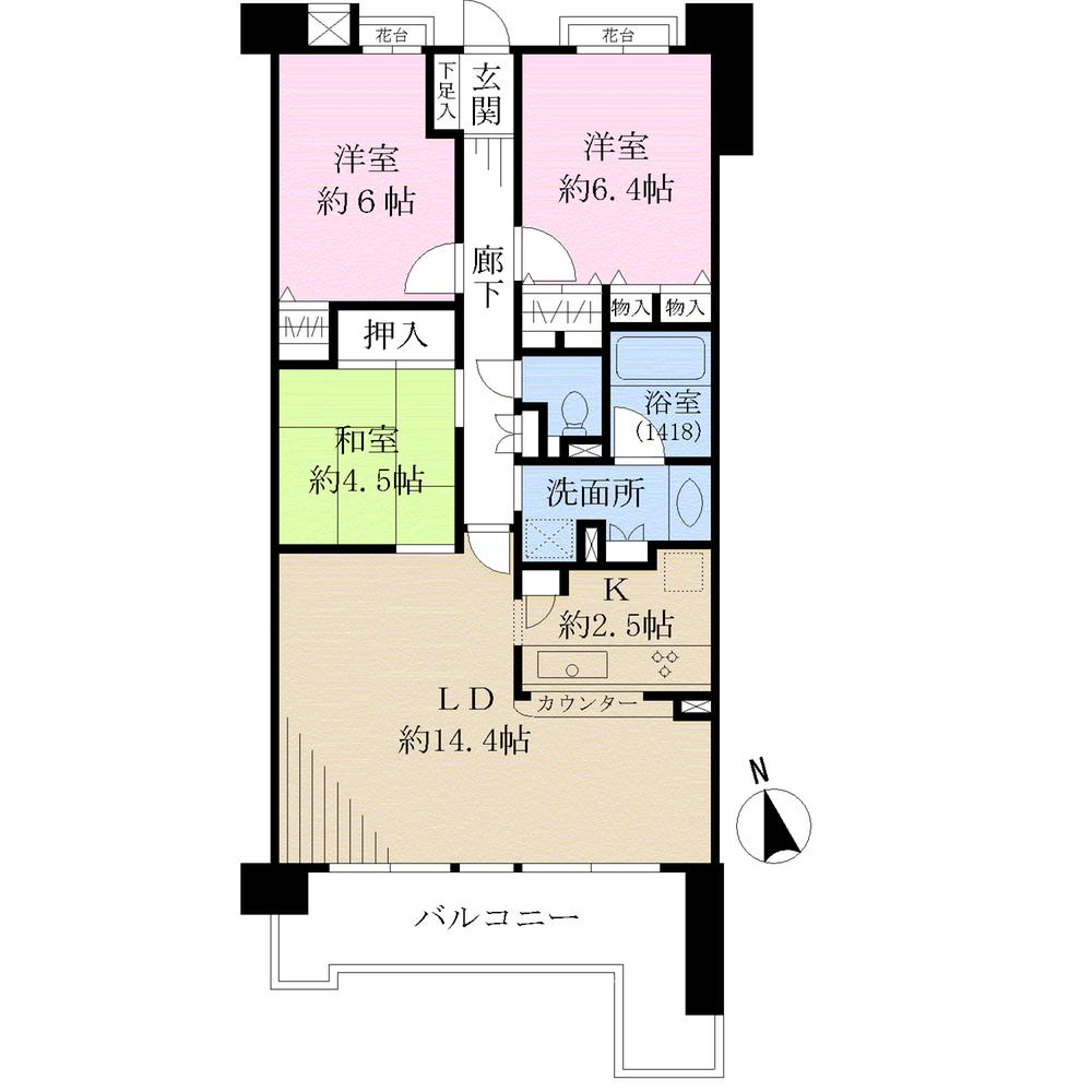 Floor plan. 3LDK, Price 22,800,000 yen, Footprint 78 sq m , Balcony area 12.32 sq m