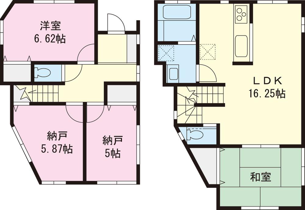 Floor plan. (Building 2), Price 34,400,000 yen, 2LDK+2S, Land area 102 sq m , Building area 93.77 sq m