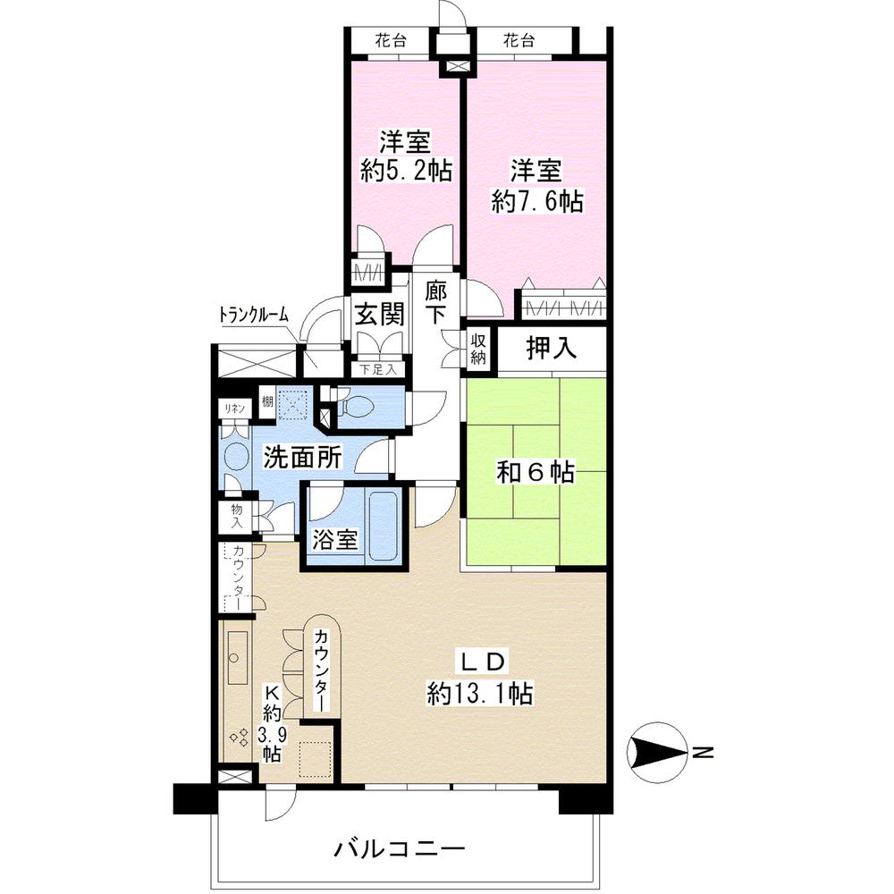 Floor plan. 3LDK, Price 25,900,000 yen, Occupied area 81.65 sq m , Balcony area 12.6 sq m