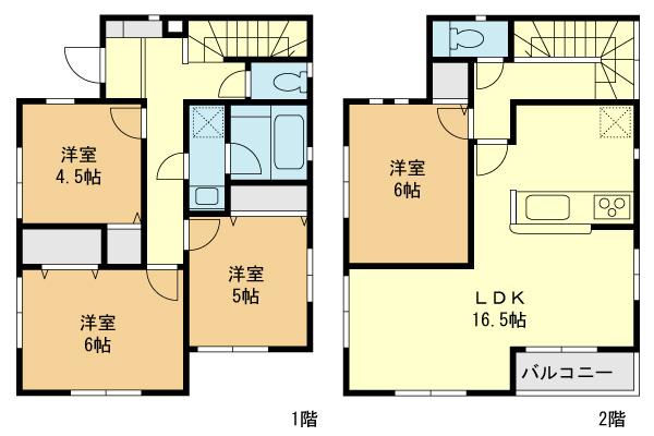 Floor plan. (1 Building), Price 35,800,000 yen, 4LDK, Land area 110.58 sq m , Building area 90.72 sq m