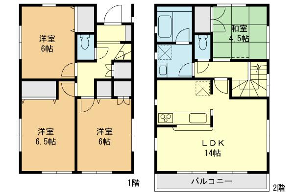 Floor plan. (Building 2), Price 33,800,000 yen, 4LDK, Land area 100.51 sq m , Building area 85.86 sq m