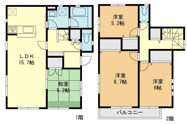 Floor plan. (4 Building), Price 38,800,000 yen, 4LDK, Land area 100.08 sq m , Building area 96.38 sq m