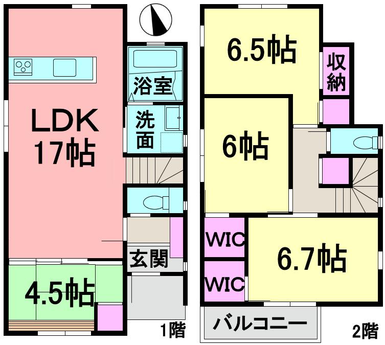 Floor plan. (A Building), Price 24,900,000 yen, 4LDK, Land area 127.86 sq m , Building area 94.6 sq m