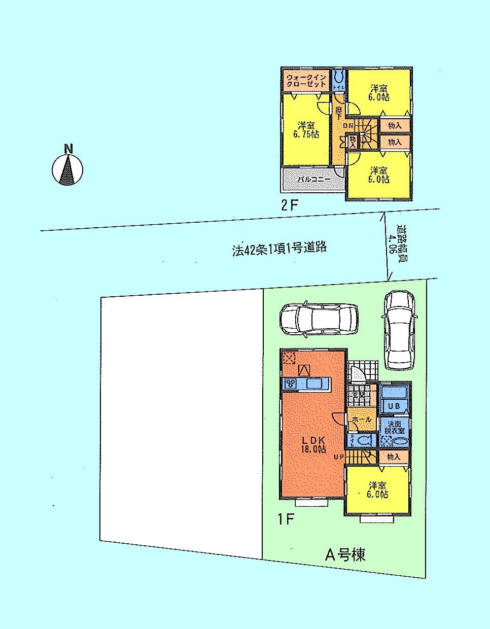 Floor plan. (A Building), Price 43,800,000 yen, 4LDK, Land area 140.15 sq m , Building area 102.68 sq m