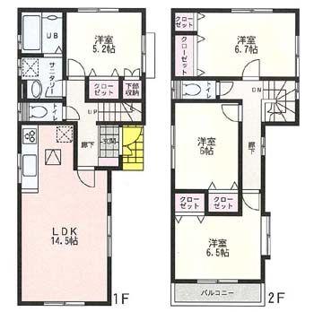 Floor plan. 30,800,000 yen, 4LDK, Land area 127.65 sq m , Building area 96.05 sq m
