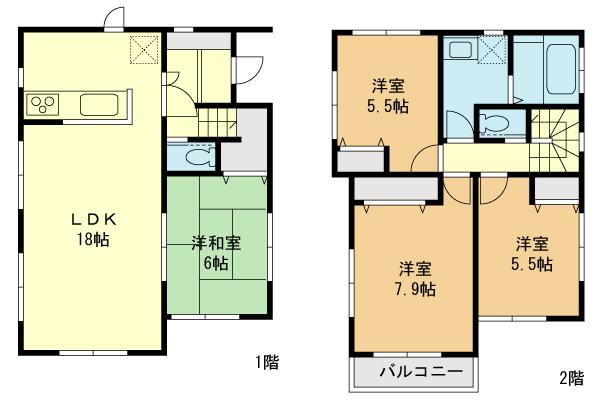Floor plan. (A Building), Price 37 million yen, 4LDK, Land area 125.52 sq m , Building area 114.44 sq m