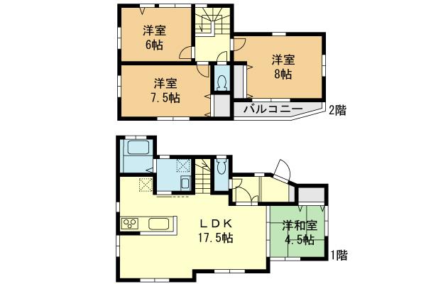 Floor plan. (D Building), Price 37 million yen, 4LDK, Land area 133.21 sq m , Building area 97.3 sq m