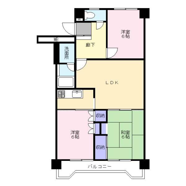 Floor plan. 3LDK, Price 7.9 million yen, Occupied area 62.45 sq m
