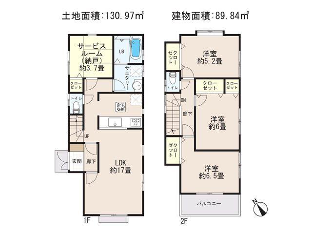 Floor plan. 27,800,000 yen, 4LDK, Land area 130.97 sq m , Building area 92.74 sq m
