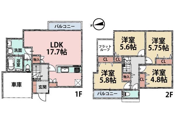 Floor plan. (4 Building), Price 39,800,000 yen, 4LDK, Land area 124.4 sq m , Building area 103.09 sq m