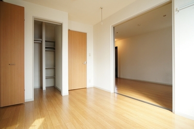 Living and room. Hiroi walk-in closet with a large luggage also troubled in storage