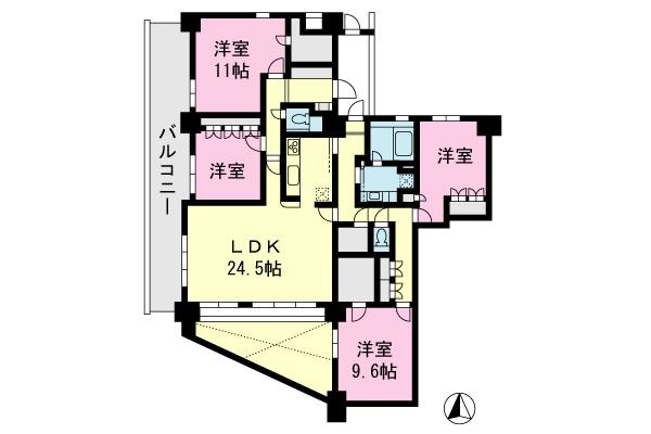 Floor plan. 4LDK, Price 47,800,000 yen, The area occupied 148.5 sq m , Balcony area 24.17 sq m