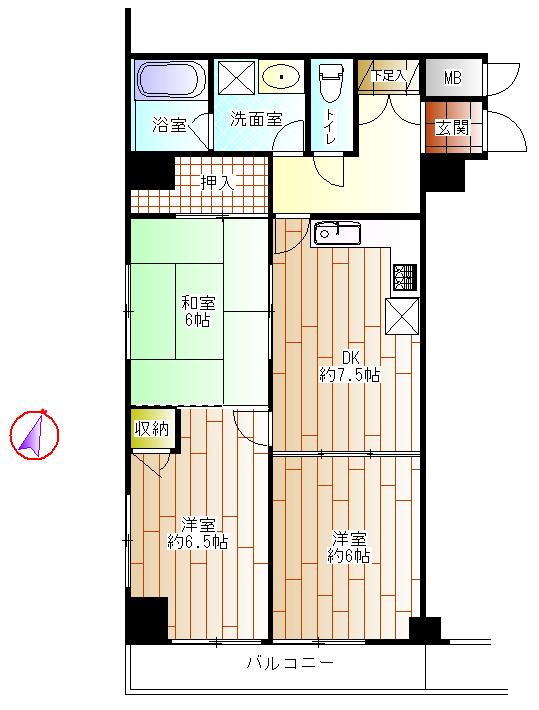 Floor plan. 3LDK, Price 22,800,000 yen, Footprint 61.2 sq m , Balcony area 4.02 sq m