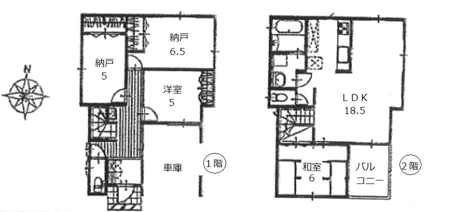 Floor plan. (1 Building), Price 36,900,000 yen, 2LDK+2S, Land area 106 sq m , Building area 96.87 sq m