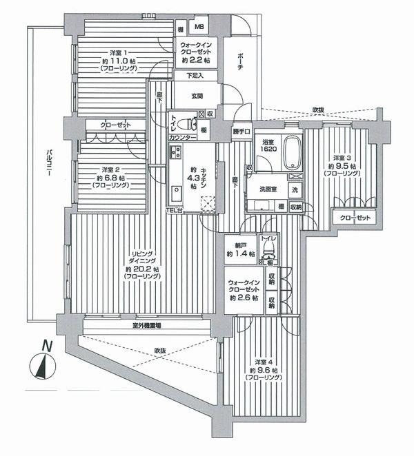 Floor plan. 4LDK + S (storeroom), Price 45,800,000 yen, The area occupied 148.5 sq m , Balcony area 24.17 sq m