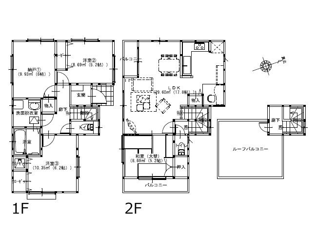 Floor plan. (A Building), Price 36,800,000 yen, 3LDK+S, Land area 103.72 sq m , Building area 98.33 sq m