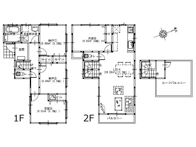 Floor plan. (B Building), Price 37,800,000 yen, 2LDK+2S, Land area 103.73 sq m , Building area 96.67 sq m