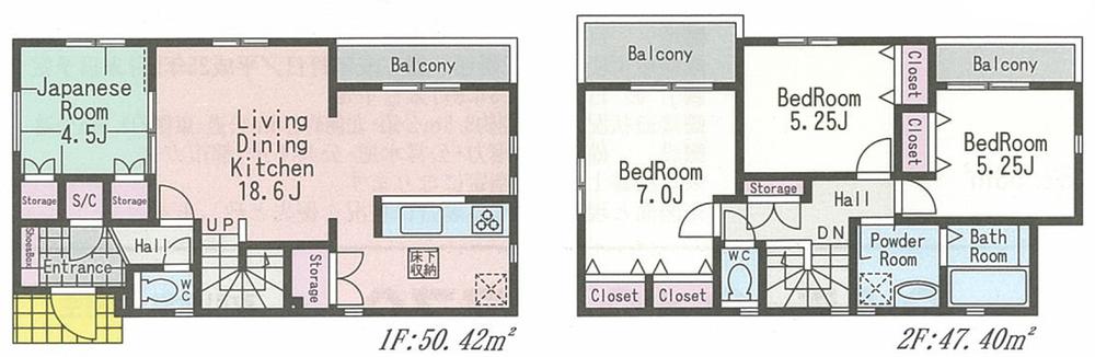 Floor plan. (5 Building), Price 40,800,000 yen, 4LDK, Land area 166.61 sq m , Building area 97.82 sq m