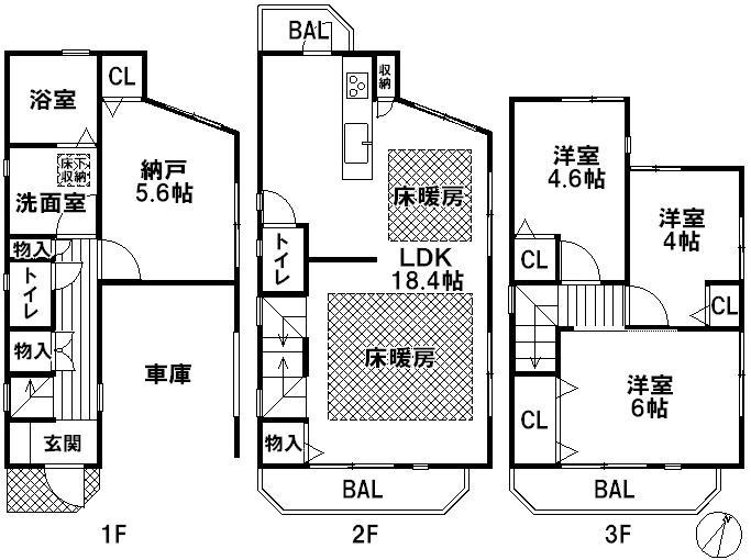 Floor plan. 34,850,000 yen, 4LDK, Land area 60.49 sq m , Building area 103.35 sq m