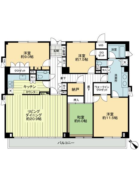 Floor plan. 4LDK + S (storeroom), Price 26,800,000 yen, Footprint 153.22 sq m , Balcony area 16.08 sq m 153.22 square meters