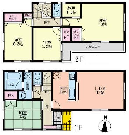 Floor plan. (1 Building), Price 36,800,000 yen, 4LDK, Land area 100.83 sq m , Building area 98.01 sq m