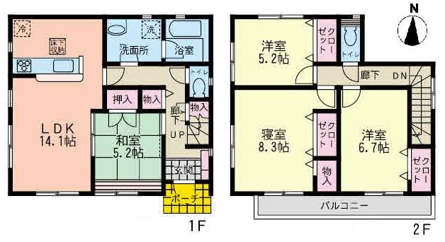 Floor plan. (4 Building), Price 35,800,000 yen, 4LDK, Land area 100.08 sq m , Building area 97.59 sq m