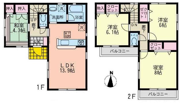 Floor plan. (5 Building), Price 37,800,000 yen, 4LDK, Land area 100.05 sq m , Building area 91.12 sq m