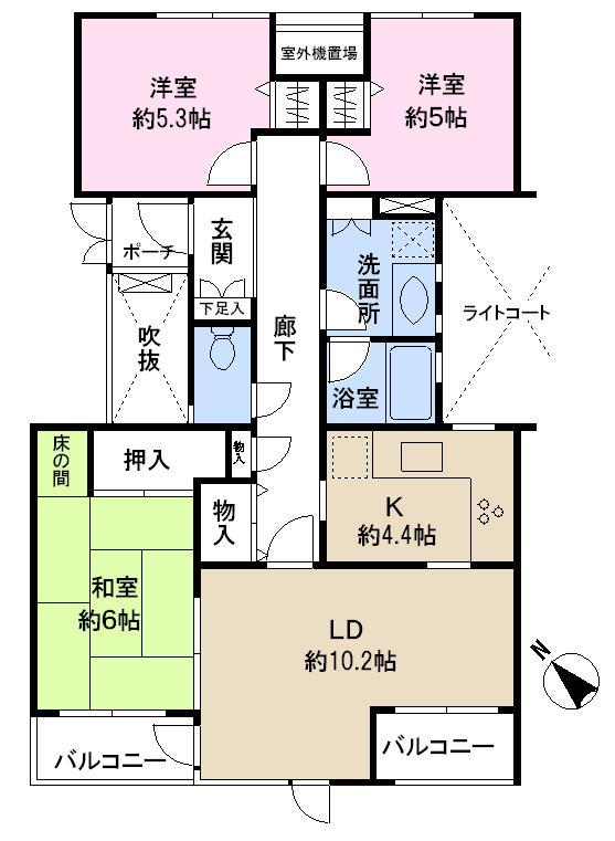 Floor plan. 3LDK, Price 28 million yen, Occupied area 79.53 sq m , Balcony area 6.12 sq m floor plan