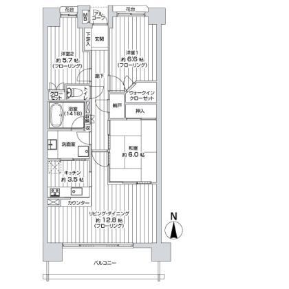 Floor plan. 3LDK, Price 32,800,000 yen, Occupied area 78.96 sq m , Balcony area 11.16 sq m