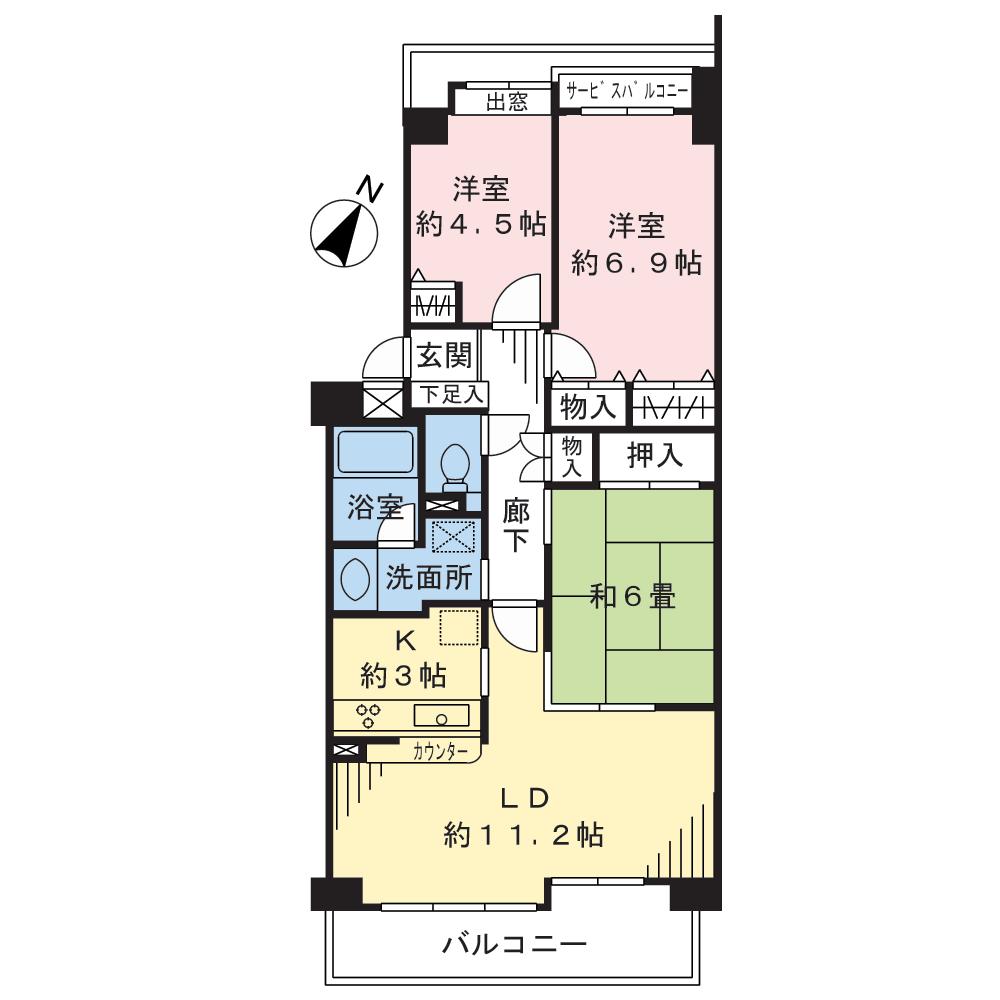 Floor plan. 3LDK, Price 17.7 million yen, Occupied area 70.38 sq m , Balcony area 8.03 sq m floor plan