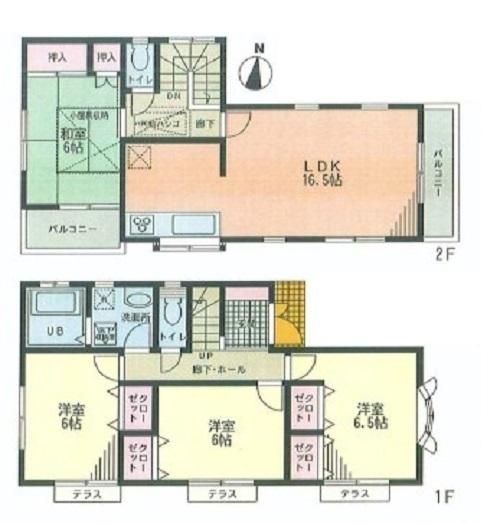 Floor plan. 29,800,000 yen, 4LDK, Land area 109.15 sq m , Building area 97.2 sq m