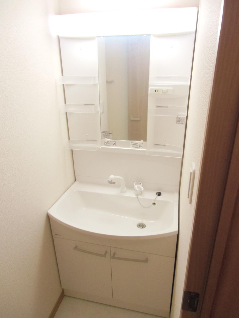Wash basin, toilet. Hand shower basin cabinet
